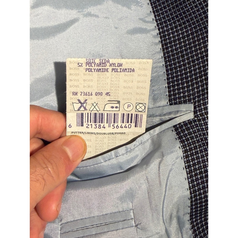Hugo Boss Scorsese US Mens 40R Blazer Wool Silk Saks Fifth Avenue Blue Grey - Picture 13 of 15